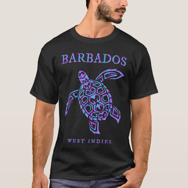 T-shirt Barbados Sea Turtle Beach Vacances Souvenir Mens W (Devant)