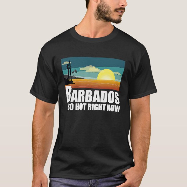 T-shirt Barbados  so hot right now Retro Travel Beach Vaca (Devant)