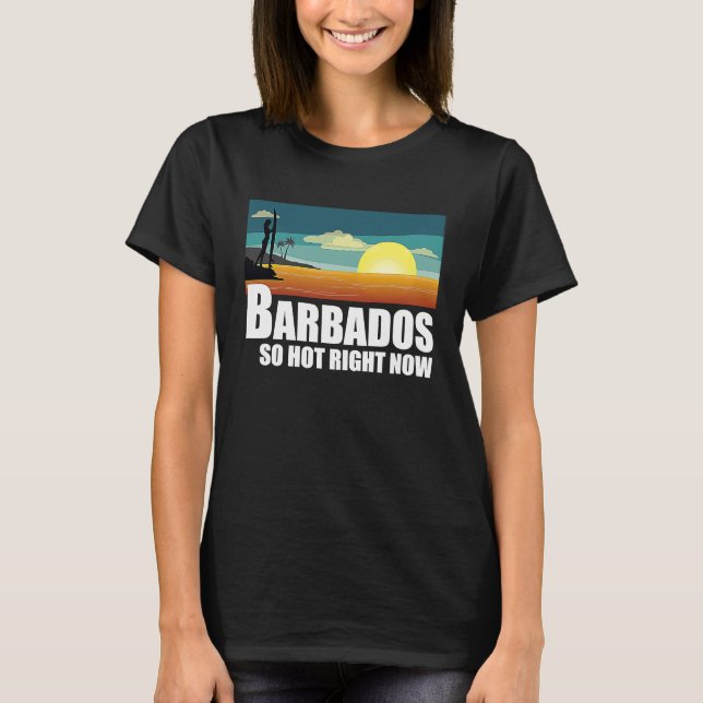 T-shirt Barbados  so hot right now Retro Travel Beach Vaca (Devant)
