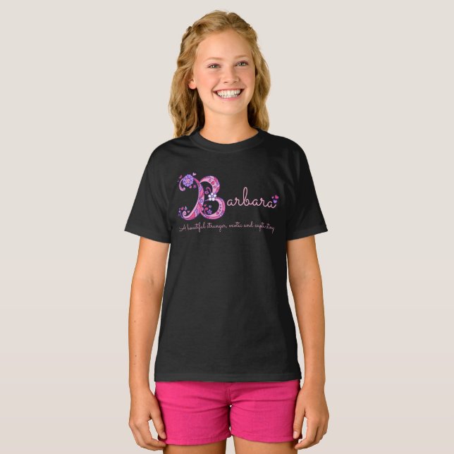 T-shirt Barbara Girls nom et sens Chemise B monogramme (Devant entier)
