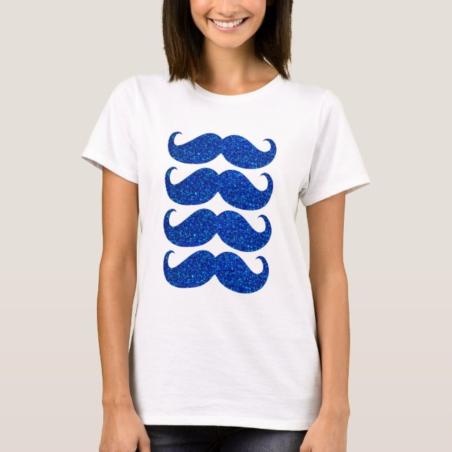 T-shirt Barbe à Moustache Pailletée Bleue #2 (Devant)