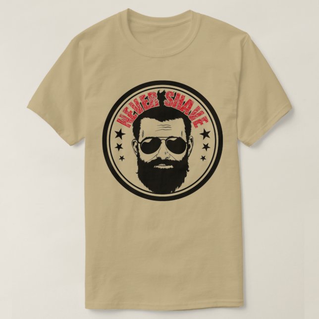 T-shirt Barbe avec lunettes de soleil ne jamais se raser 1 (Design devant)