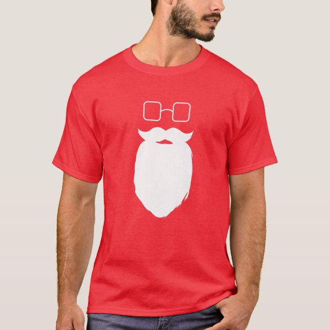 T-shirt Barbe Et Lunettes Hipster Père Noël - Novelle Père (Devant)