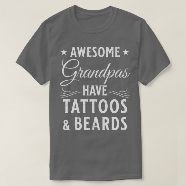 T-shirt Barbe et tatouage Cadeau Porté Grand-Père Classiqu (Design devant)