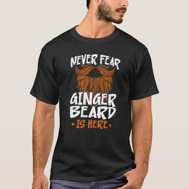 T-shirt Barbe Homme Porté Gingembre Beard Jamais Peur Ging (Devant)