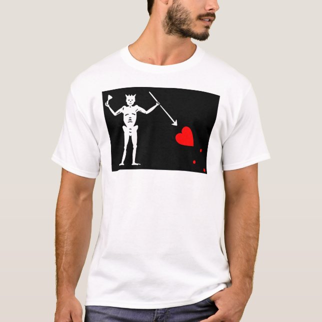 T-shirt Barbe noire Jolly roger Drapeau Pirate Squelette H (Devant)