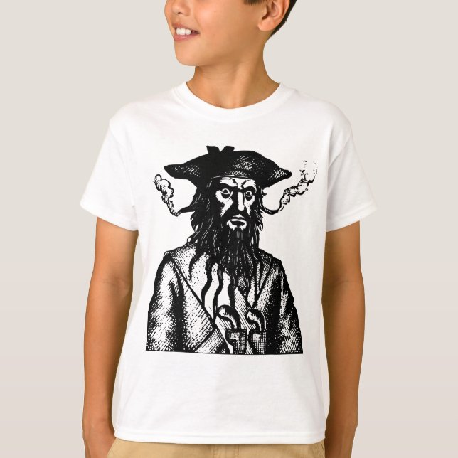 T-shirt Barbe Noire Pirate Capitaine Buccaneer Edward Teac (Devant)