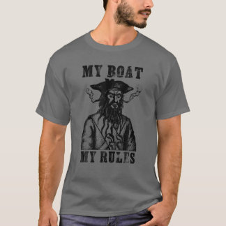 T-shirt Barbe Noire Pirate Mon Bateau Mes Règles Bateau Dr