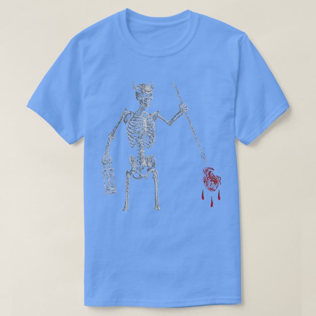 T-shirt Barbe noire Pirate Skeleton Drapeau de bataille de (Design devant)