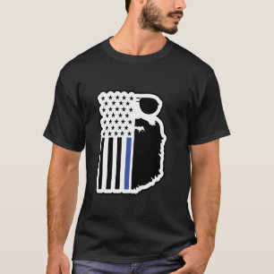 T-shirt Barbe Patriotique Ligne Bleue Fine Soutien à la Po