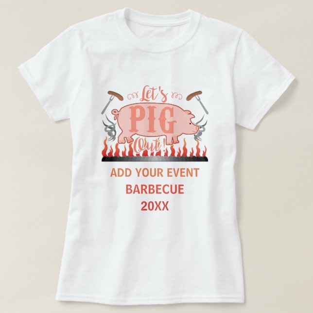 T-shirt Barbecue BBQ Pig Funny Grill Concours Personnalisé (Design devant)