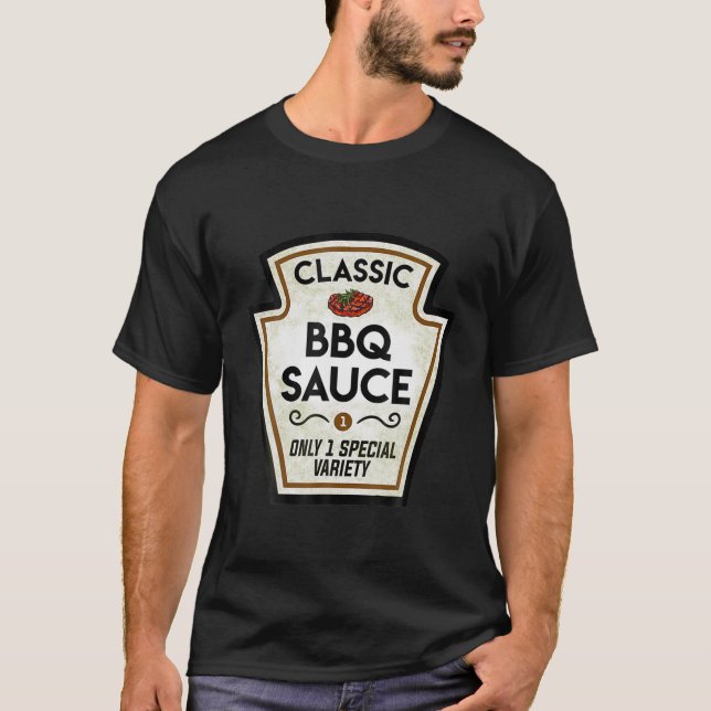 T-shirt Barbecue BBQ Sauce Étiquette Halloween Corresponda (Devant)