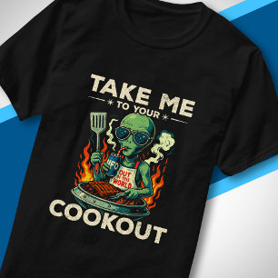 T-shirt Barbecue drôle d'alien Rétro UFO Gril de l'espace