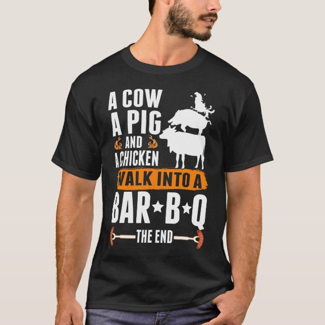T-shirt Barbecue Sarcastique Humour Viande Louvain Grillat (Devant)