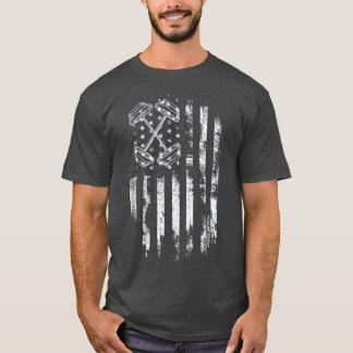T-shirt Barbell American Flag Workgym