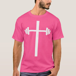 T-shirt Barbell Dumbbell Cross Christian Jesus Gym Workout
