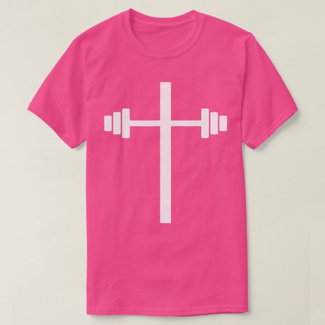 T-shirt Barbell Dumbbell Cross Christian Jesus Gym Workout (Design devant)