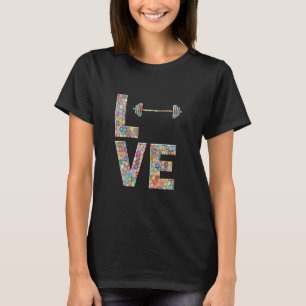 T-shirt Barbell Gym Workout Love Flowers