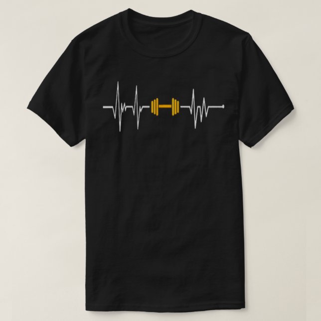 T-shirt Barbell Weightlifting Heartbeat (Design devant)