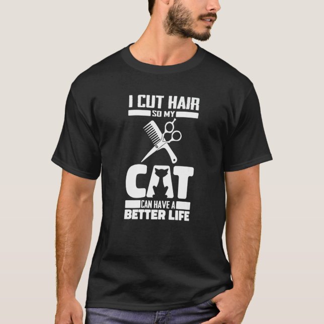 T-shirt Barber Cat Coiffeur Haircut Beard - Hairstyle Barb (Devant)