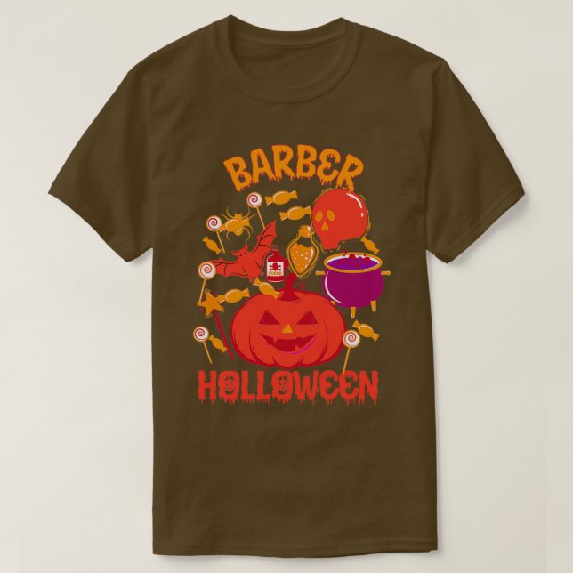 T-shirt Barber célèbre aussi Halloween (Design devant)