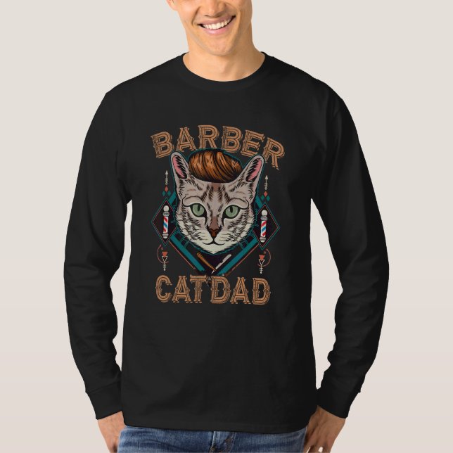 T-shirt Barber Chat Papa Coiffeur Animal Hommes Fête des p (Devant)