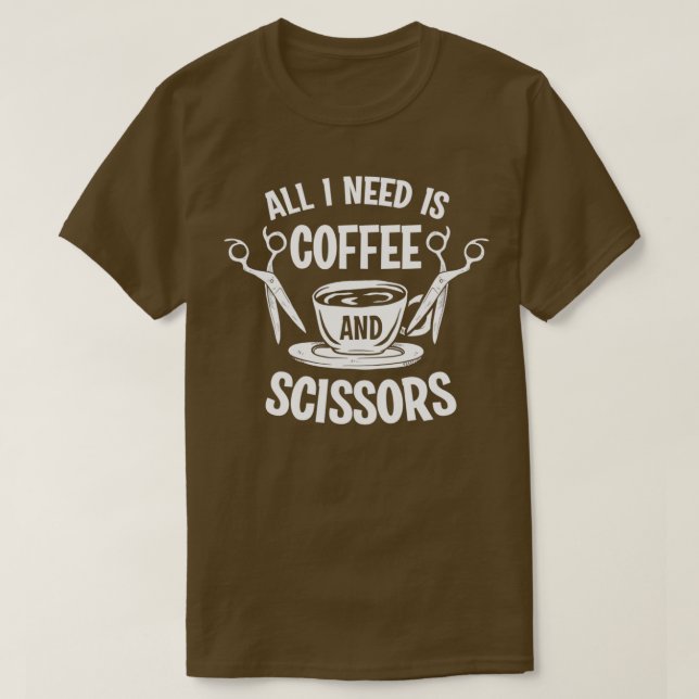 T-shirt Barber Coiffeuse Café Lover Et Ciseaux Cadeau (Design devant)