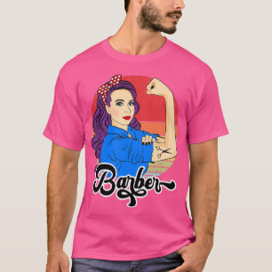 T-shirt Barber Femme Coiffeuse Vintage Styliste de cheveux