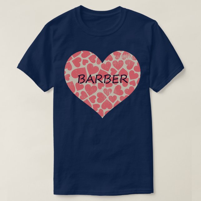T-shirt Barber Heart J'aime mon barbier (Design devant)