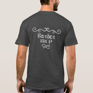 T-shirt Barber shop nom simple titre gris marque blanche