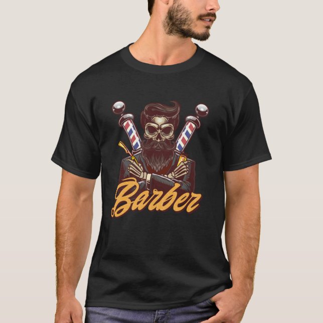 T-shirt Barber Shop Pole Barbier Coiffeur (Devant)