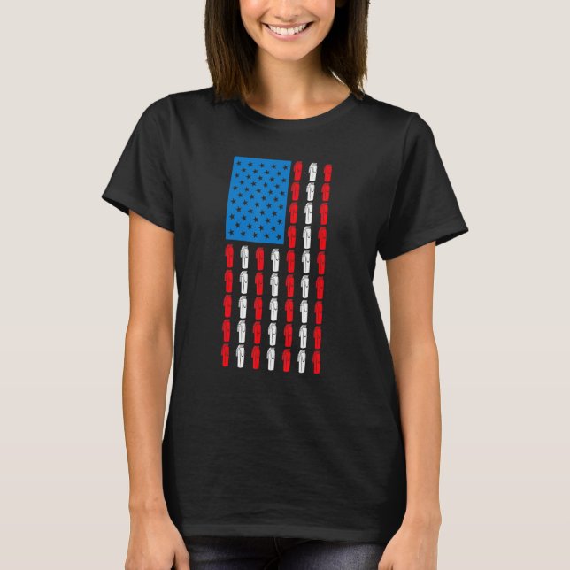 T-shirt Barber US Flag Cool Design Hairdresser Barbershop  (Devant)