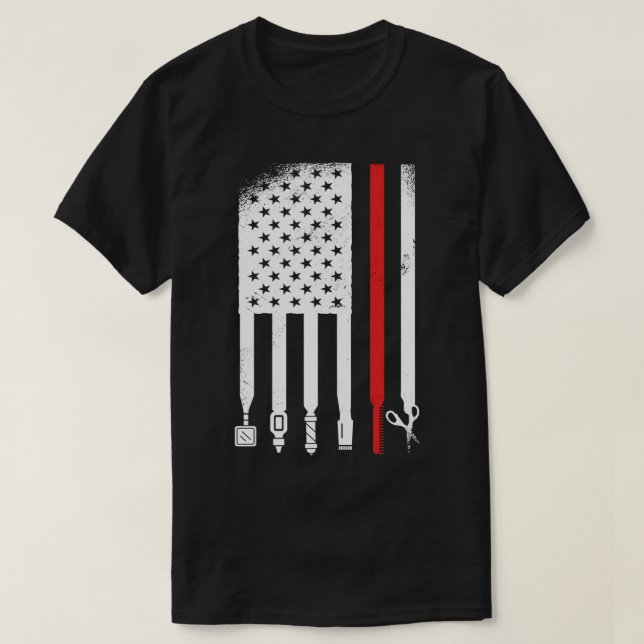T-shirt Barber USA Grunge Drapeau (Design devant)
