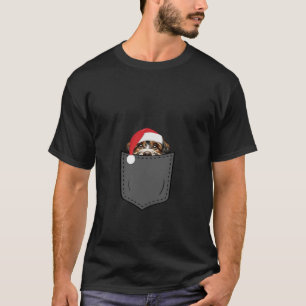 T-shirt Barbet Chien Noël Chapeau Noël Pocket Fun Noël