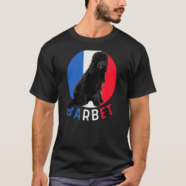 T-shirt Barbet French Water Dog With France Drapeau & Coul (Devant)