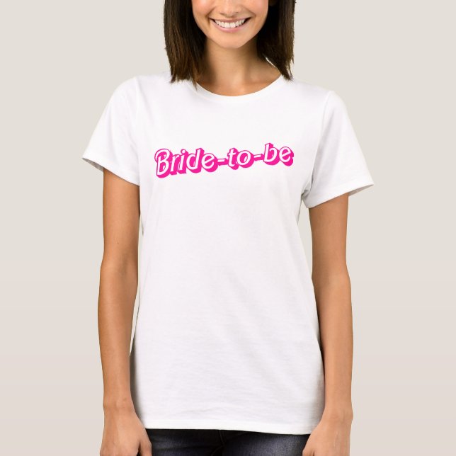 T-shirt Barbiecore Bride Blanche Rose Chaud Pour Être Slog (Devant)