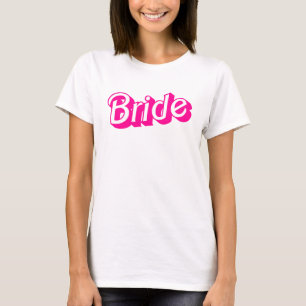 T-shirt Barbiecore Rose Chaud Blanc Mariée slogan