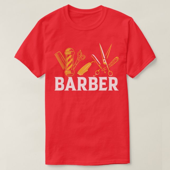 T-shirt barbier cheveux coiffeur barbe rasage (Design devant)
