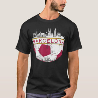 T-shirt Barcelona City Skyline Soccer Sports Fans Cool gir