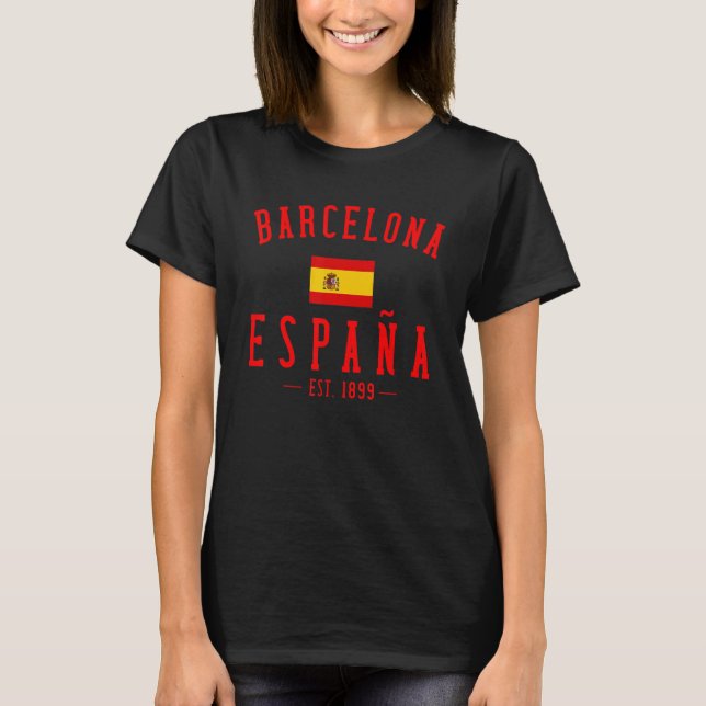 T-shirt Barcelona Espana Spain Est  Souvenir Flag Map Vaca (Devant)