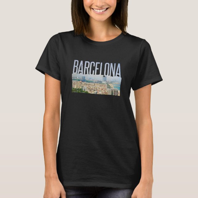 T-Shirt Barcelona Simplistic Travel Outline (Devant)