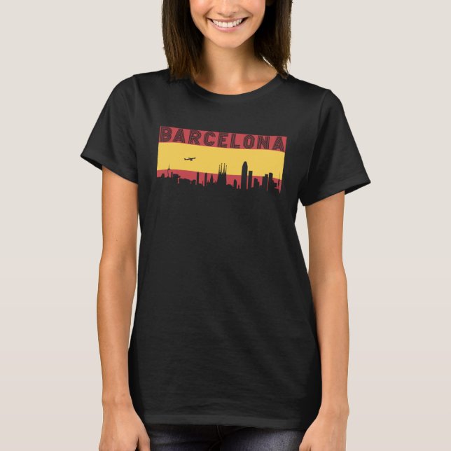 T-shirt Barcelona Skyline Spain Vacation Travel (Devant)