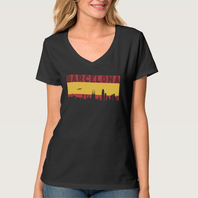 T-shirt Barcelona Skyline Spain Vacation Travel (Devant)