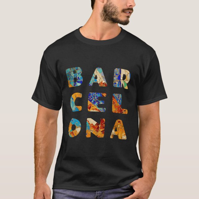 T-shirt Barcelone Espagne Clip Mosaic Espagnol Espana (Devant)
