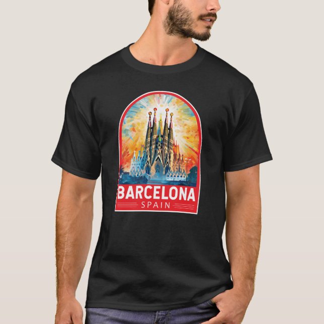T-shirt Barcelone Espagne La Sagrada Familia Travel Art (Devant)