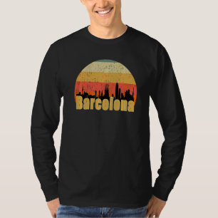 T-shirt Barcelone Espagne Skyline Silhouette Coucher de so