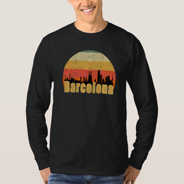T-shirt Barcelone Espagne Skyline Silhouette Coucher de so (Devant)