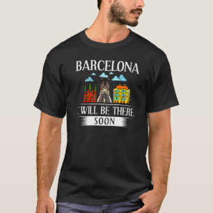 T-shirt Barcelone Espagne Ville Skyline Carte Voyage