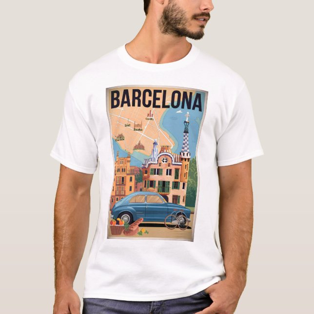 T-shirt Barcelone Espagne vintage (Devant)
