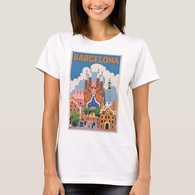 T-shirt Barcelone Espagne vintage (Devant)